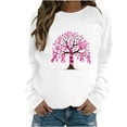 thumbnail image 1 of Trendy Breast Cancer Shirts for Women Long Sleeve Round Neck Pink Ribbon Print Tops Casual Loose Pullover Hoodie Top,White 4,XL, 1 of 1