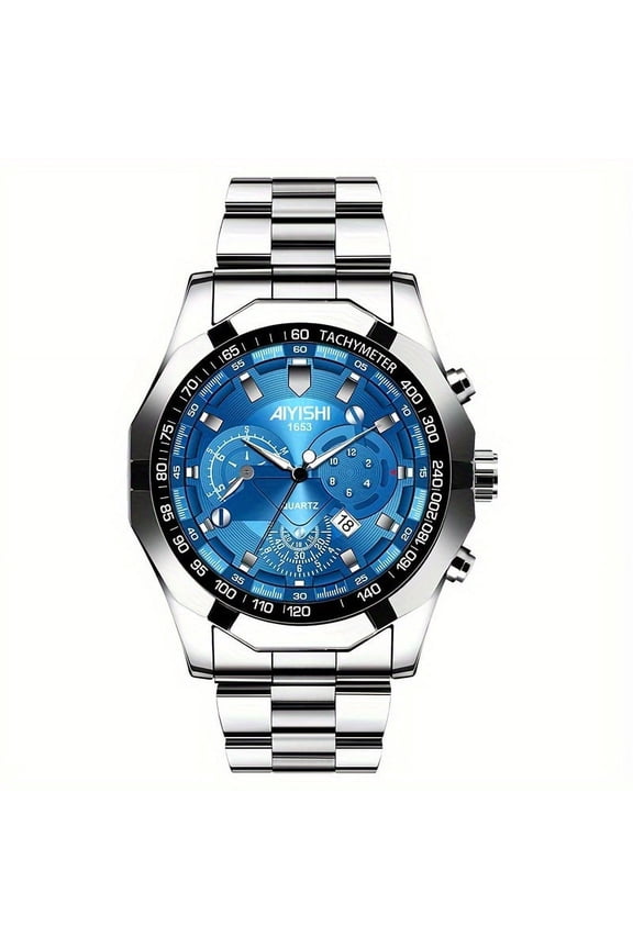 Trendy Business Quartz Watch - Round Dial, Pointer Display, Calendar, Water-Resistant, Luminous Date, Stylish Timepiece for Men