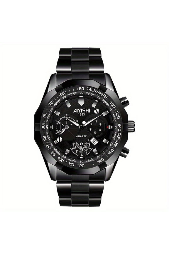 Trendy Business Quartz Watch - Round Dial, Pointer Display, Calendar, Water-Resistant, Luminous Date, Stylish Timepiece for Men