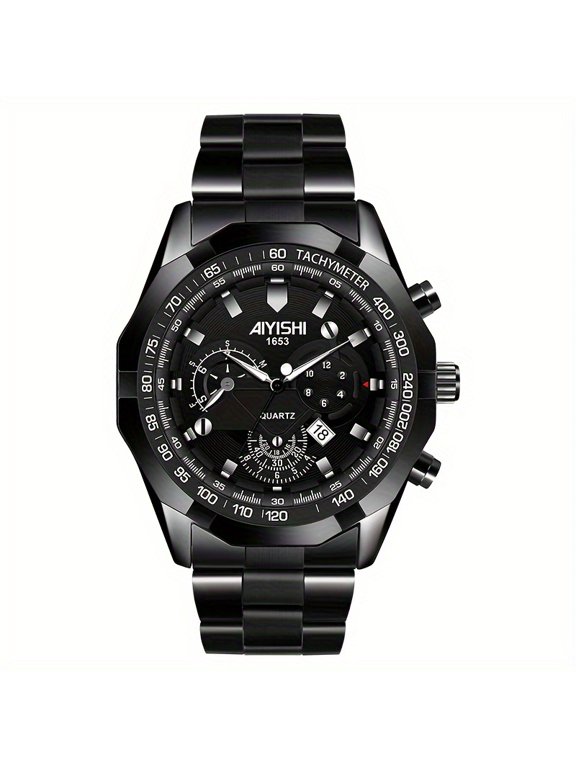 Trendy Business Quartz Watch - Round Dial, Pointer Display, Calendar, Water-Resistant, Luminous Date, Stylish Timepiece for Men