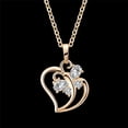 thumbnail image 1 of Trendy CZ Butterfly Heart Charm Pendant Necklace 35cm 14K Yellow Gold Choker Neck Chains For Women Jewelry collier femme, 1 of 5