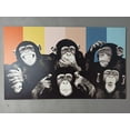 thumbnail image 1 of Trendy Canvas Art, Monkey Art, Animal Wall Decor, Monkeys Painting, Abstract Monkey Wise Monkeys Canvas Art, Thinking Monkey Canvas, Canvas Wall Decor - Natural Framed, 1 of 9