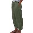 thumbnail image 1 of Trendy Capri Pants for Women Elastic High Waist Roll Up Comfy Tapered Pants Loose Baggy Workout Hiking Trousers with Pockets, 1 of 6