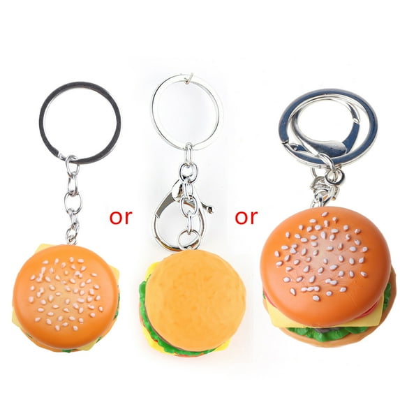 Trendy Cartoon Hamburger Cheeseburger Polymer Clay Key Chain Keyring Accessories Gift for Customer Friends Classmates