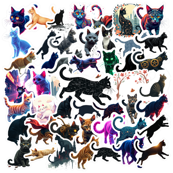 Trendy Cat Stickers Stickers, Waterproof Cat Stickers Sticker for Water Bottle Laptop Phone Cases Planner Skateboard Luggage Helmet Party Favor Decor, Ideal for Adults Teens Teacher Rewards