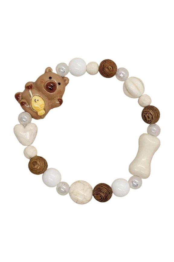 Trendy Ceramic Bear Charm Bracelet UniqueAn1ma1Jewelry Couple Matching Gift
