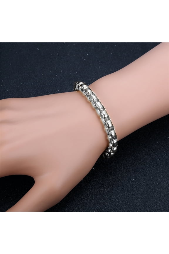 Trendy Chain Men Bracelet Hiphop 14K White Gold 4/6.5mm Width Box Link Chain Bracelet For Men Women Jewelry Braslet