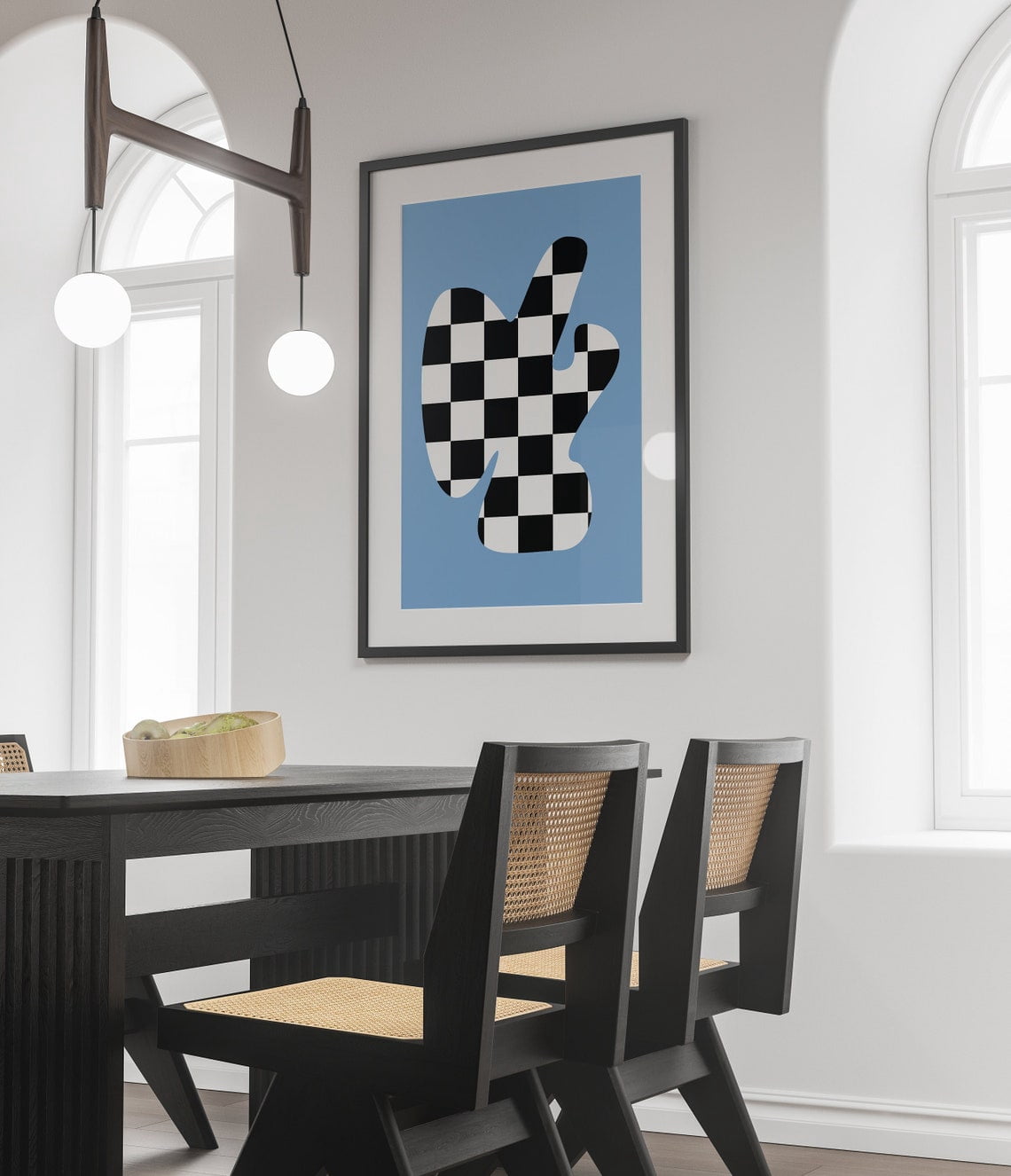 Chequerboard Border Trendy Checkered Blue No White Border Wall Art, Living Room And Gallery ...
