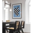 Chequerboard Border Trendy Checkered Blue No White Border Wall Art, Living Room And Gallery ...