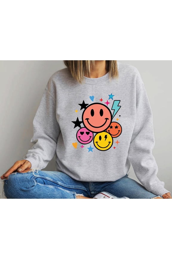 Trendy Checkered Smiley Face Sweatshirt, Checkered Smiley Face Sweater, Checkered Smile Face Tshirt, For Her Sweatshirt All Size S-5XL