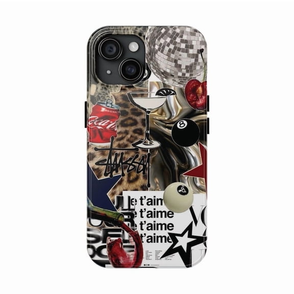 Trendy Cheetah Chic Collage Leopard Red Stargirl Phone Case for 11 12 13 14 15 16 Pro Max, Bold Look