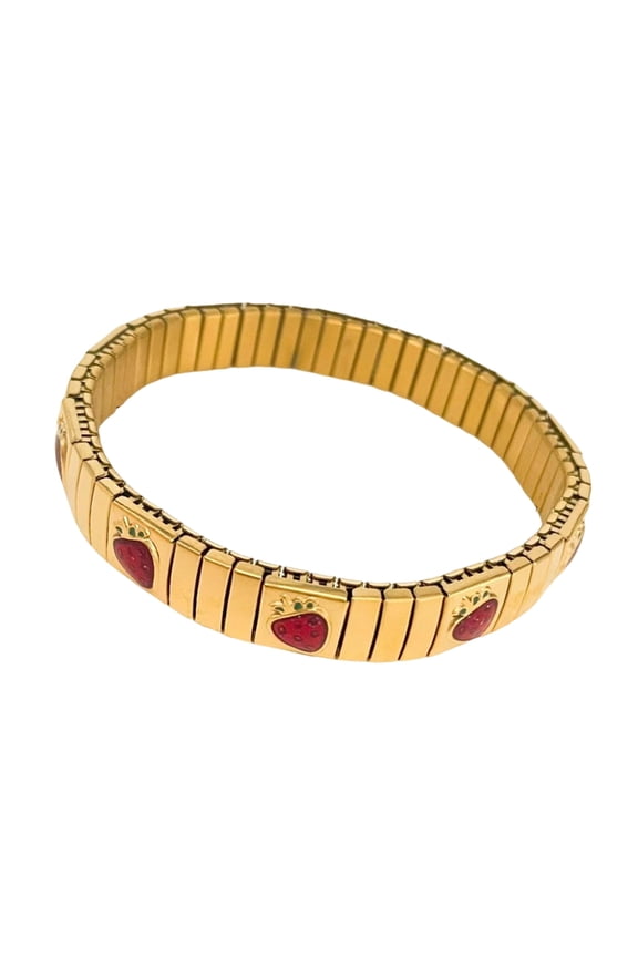 Trendy Cherrys Strawberry Fruit Design Adjustable Bracelet Italian Craftsmanship Comfortable Jewelry for Women Girls