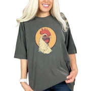 Trendy Chicken Print T-Shirt, Unique Animal Graphic Tee, Cool Hen Art Design Shirt, Funny Poultry Lover Gift, Farmhouse Style Clothing, Pepper Comfort Colors T-Shirt, Small