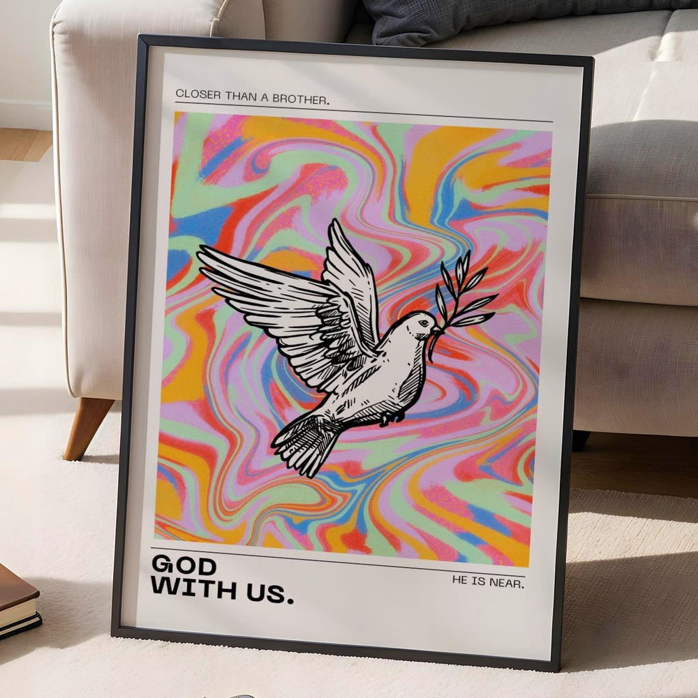Trendy Christian Wall Art: Colorful Bible Verse Print, Groovy Scripture ...
