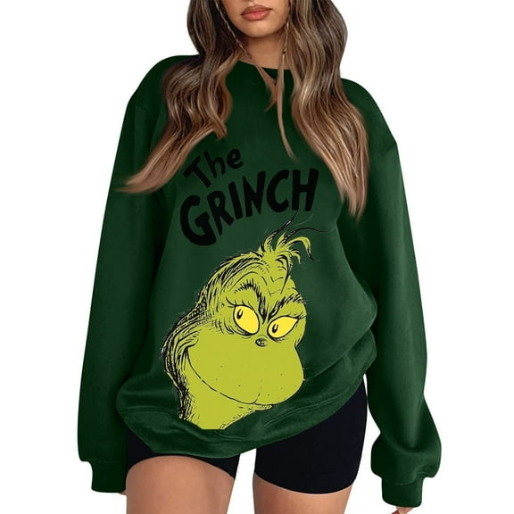 Trendy Christmas Sweatshirt Crewneck 2025 Christmas Trees Long Sleeve Xmas Holiday Lightweight Pullover Green XL