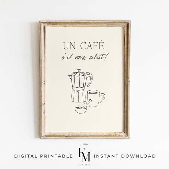 Trendy Coffee Print Kitchen Decor Cute French Print Coffee Shop Print Hand Drawn Coffee Bar Wall Art Minimal Drawing Kitchen Art Home Decor #2558, Unframed Poster Size 8x12