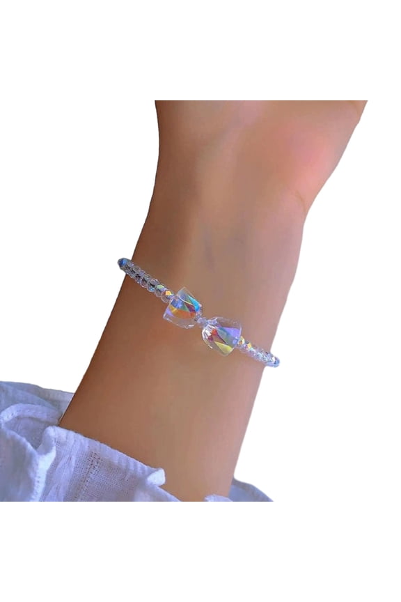 Trendy Colorful Artificial Austria Crystal Beads Unique Delicate Stackable Wrist Bangle Jewelry for Women Girl