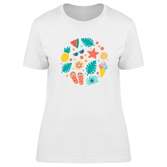 Trendy Colorful Summer Doodles T-Shirt Women -Image by Shutterstock, Female XX-Large
