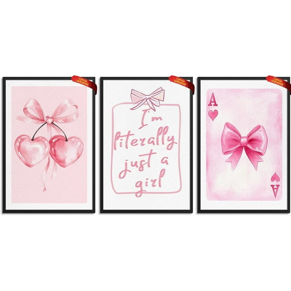 Trendy Coquette Blue Bows Print Wall Art Canvas Poster Coastal Cowgirl Western Preppy Dorm Room Decor Aesthetic（Only canvas）