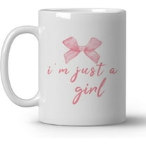 Trendy Coquette Pink Bows Coffee Mugs, Confidently Me I Am Just A Girl Ceramic Coffee Mug, Inspirational Gifts for Women, Motivational Quotes Coffee Cup, 11oz Ceramic Cup White