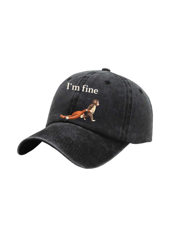 Trendy Cotton Baseball Cap with Monkey Pattern Print Breathable Sun Hat Unisex