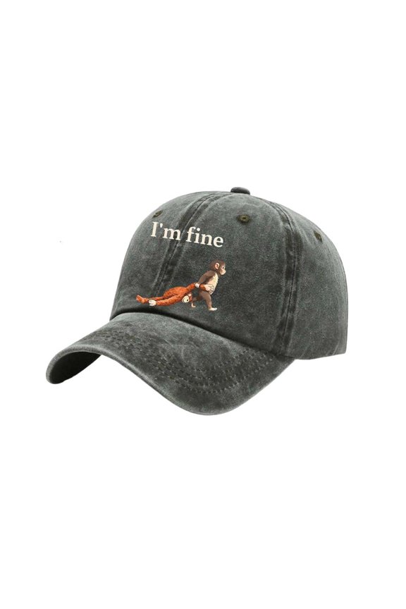 Trendy Cotton Baseball Cap with Monkey Pattern Print Breathable Sun Hat Unisex