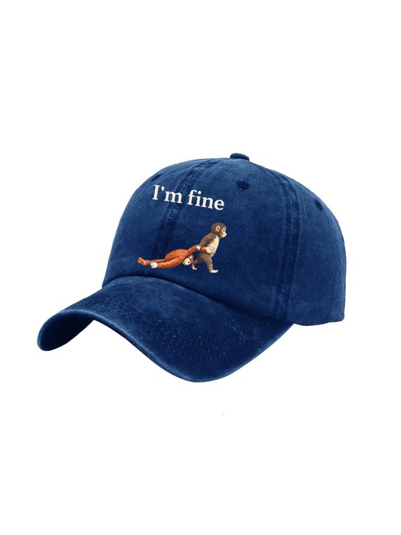 Trendy Cotton Baseball Cap with Monkey Pattern Print Breathable Sun Hat Unisex