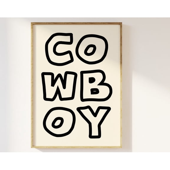 Trendy Cowboy Typography Minimalist Print - Western The Old West Cowboy Howdy Rodeo, Funky Trendy Cool Cowboy Text Type Wall Art Poster, Wall Art, Modern Wall Decor, 8x12 UNFRAMED
