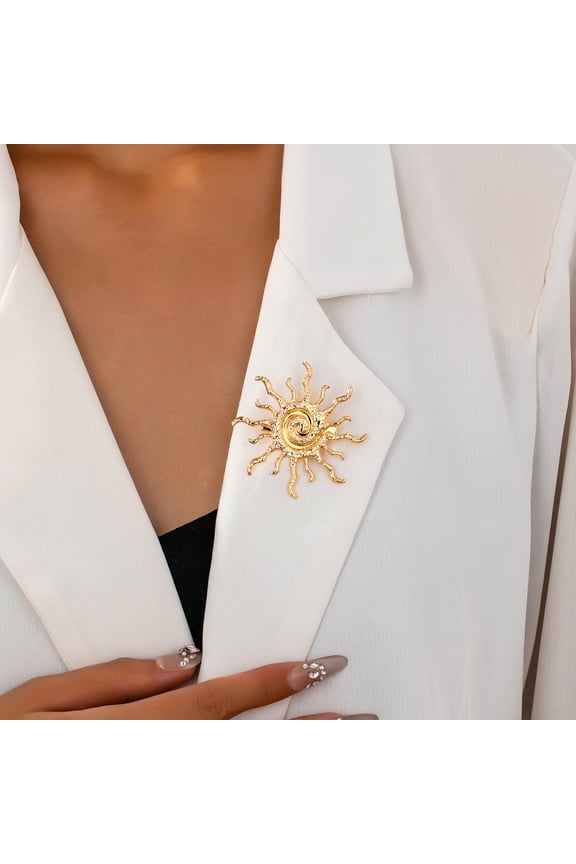 Trendy Creative Metal Sun Brooch for Women Men, Vintage Sun Shape Lapel Pin, Fashion Decorative Accessory for Suit Coat Jacket Backpack Scarf Daily
