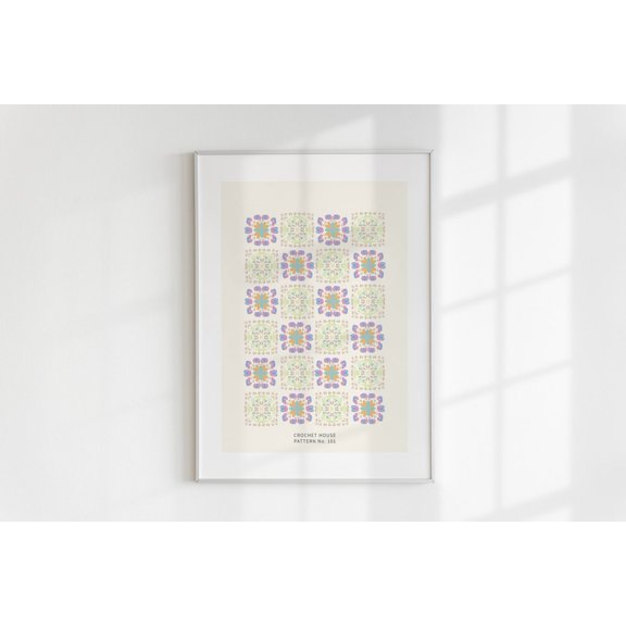 Trendy Crochet Knit Pattern Colorful Design Crochet House Series Artwork
