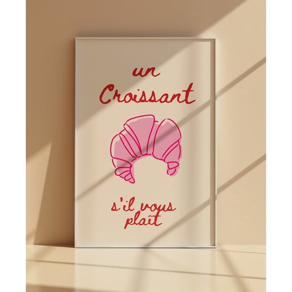 Trendy Croissant Poster: French Cafe Wall Art, Unframed Poster Size 24x36