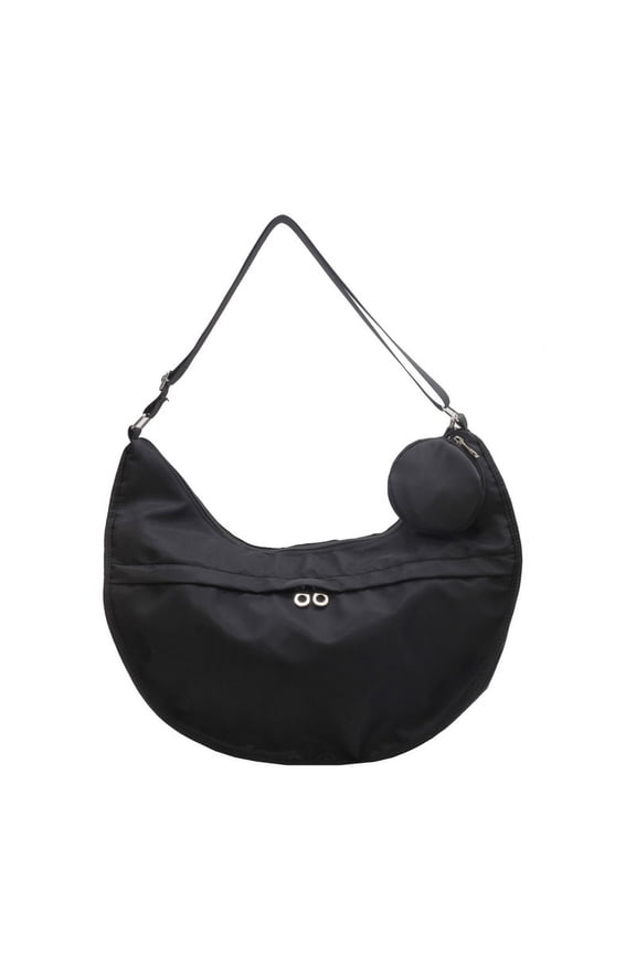 Trendy Crossbody Bag, Casual Commuting Single Shoulder Bag, Large Capacity Nylon Cloth Crescent Bag, Unisex Dumplings Large Bag