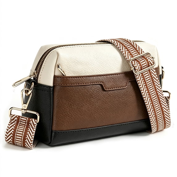 Trendy Crossbody Bags for Women, Small Shoulder Bag Messenger Bag Cross Body Travel Purse Handbag Wallet with Adjustable Strap, PU Leather, Brown
