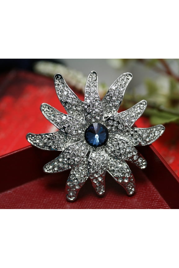 Trendy Crystal Sun Shape Brooch Pin For Women Sun Shape Statement Rhinestone Brooch, Bridal Brooch,