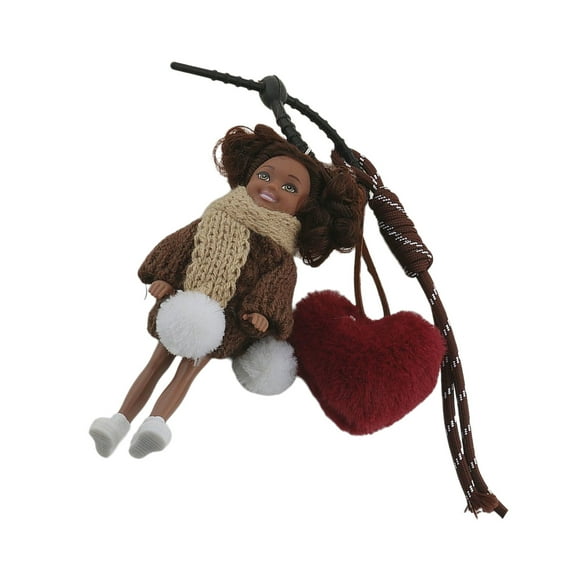 Trendy Curly Dolls Keychain with Braided Rope Heart Handmade Keyring Pendant Bag Ornament for Everyday Use and Gifts