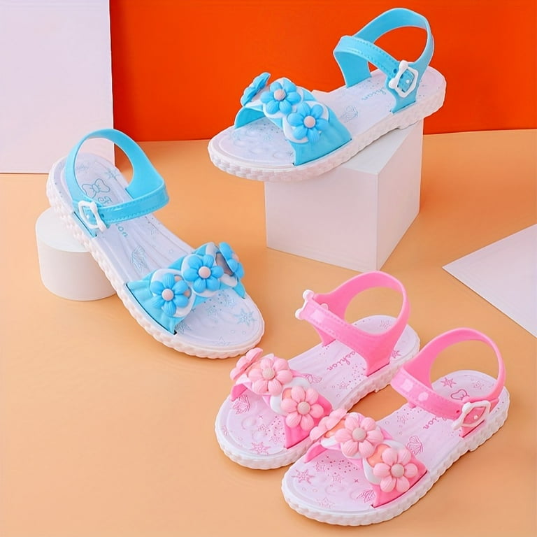 Trendy Cute Flower Decor Open Toe Sandals For Girls Breathable Lightweight Non slip Sandals For Indoor Outdoor Beach Spring And Summer Walmart