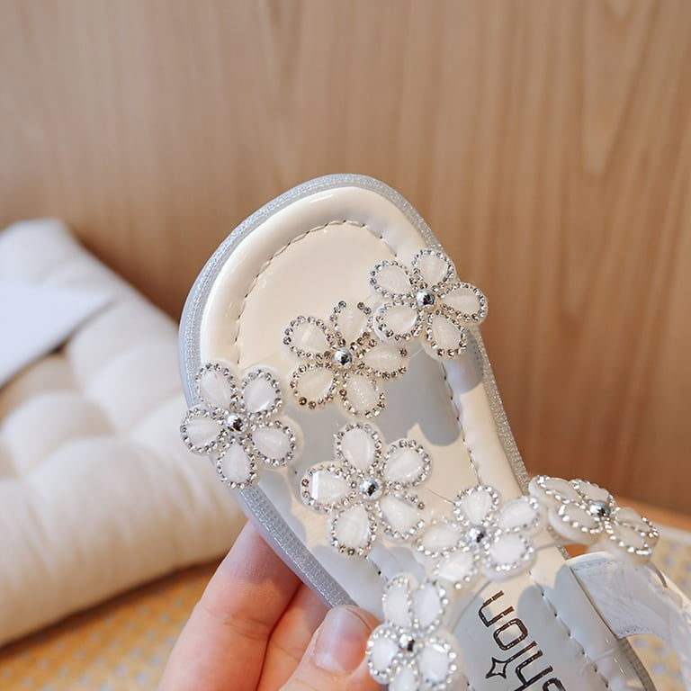 Trendy Cute Rhinestone Flower Decor Open Toe Sandals For Girls Breathable Lightweight Sandals For Vacation Holiday All Seasons Walmart