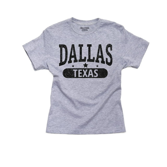 Trendy Dallas, Texas with Stars Boy's Cotton Youth Grey T-Shirt