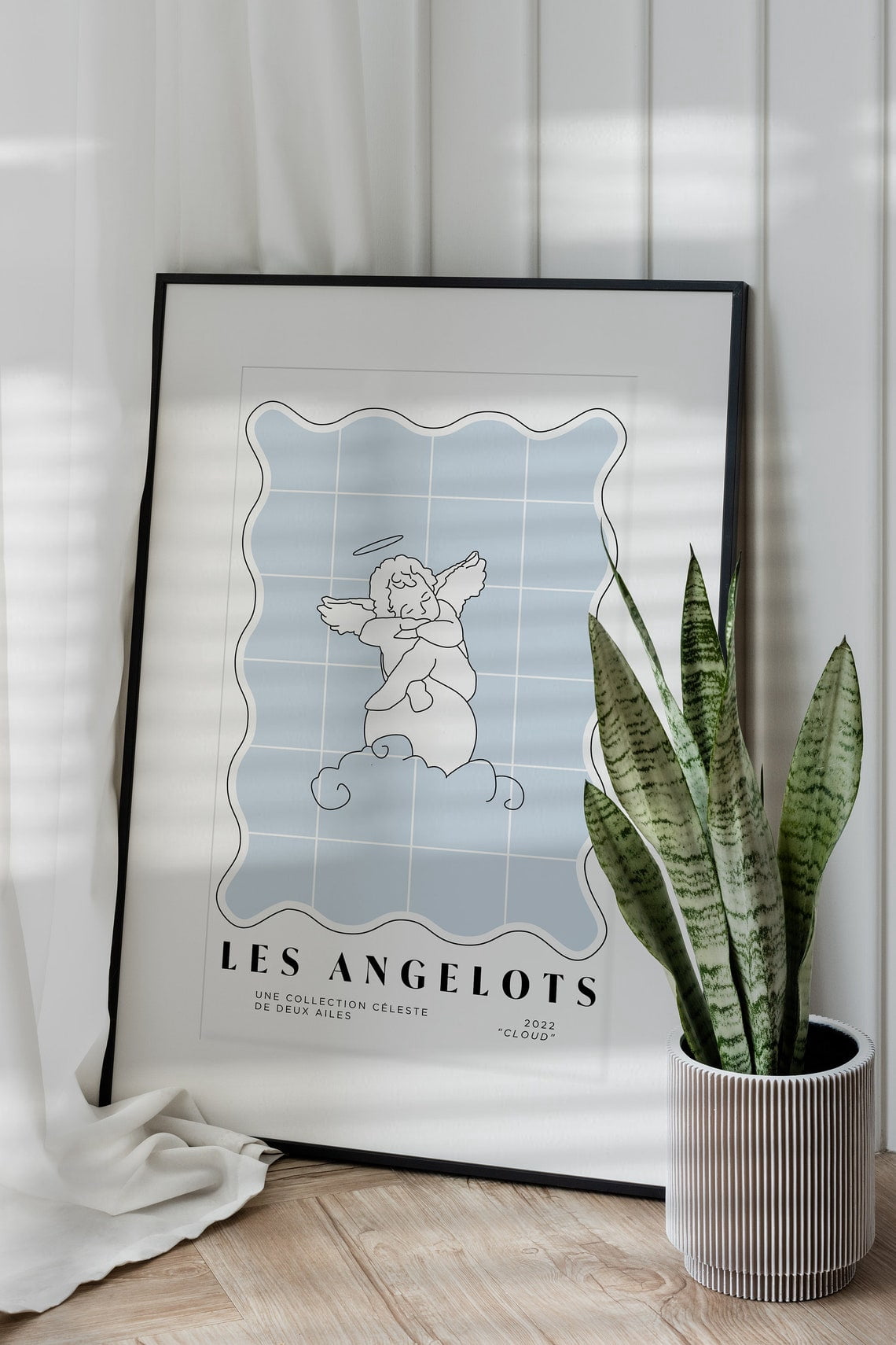 Trendy Danish Pastel Design Cloud Cherub Illustration Los Angelots Wall ...