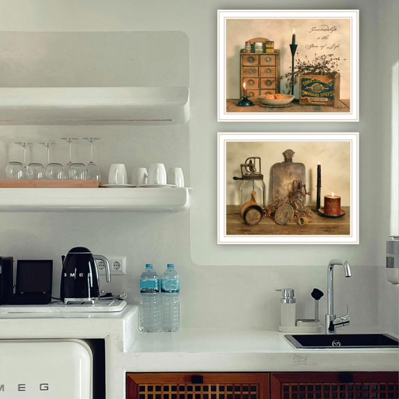 Trendy Decor 4U 2- Piece Vignette Friendship Is The Spice Of Life White Framed Wall Art for Living Room,Bedroom Wall Art Print for Home Decor By Billy Jacobs,Multicolor Wood+Paper Household Supplies