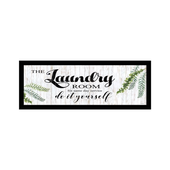 Trendy Decor 4U "The Laundry Room" Framed Wall Art, Modern Home Décor Black Framed Print for Living Room, Bedroom & Farmhouse Wall Decoration by Cindy Jacobs 39"x15"