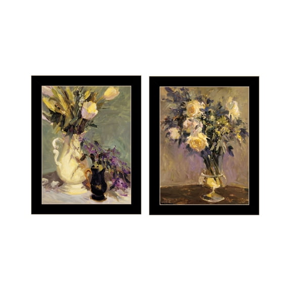Trendy Decor 4U "Abstract Tulips & Lavender Flower Vases" Framed Wall Art for Living Room, Wall Art Print for Home Decor, Bedroom Wall Art by JG Studio
