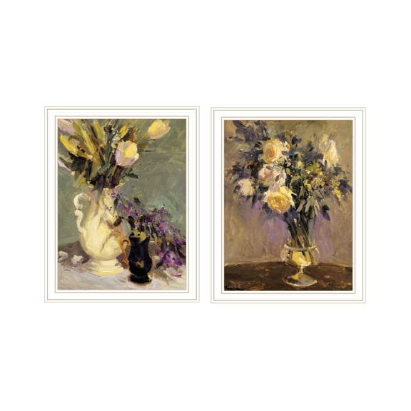 Trendy Decor 4U "Abstract Tulips & Lavender Flower Vases" Framed Wall Art for Living Room, Wall Art Print for Home Decor, Bedroom Wall Art by JG Studio