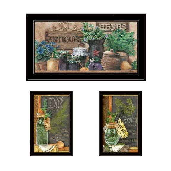 Trendy Decor 4U "Antiques & Herbs" Framed Wall Art for Living Room, Wall Art Print for Home Decor, Bedroom Wall Art by Ed Wargo
