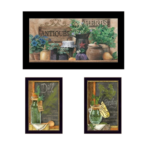 Trendy Decor 4U "Antiques & Herbs" Framed Wall Art for Living Room, Wall Art Print for Home Decor, Bedroom Wall Art by Ed Wargo