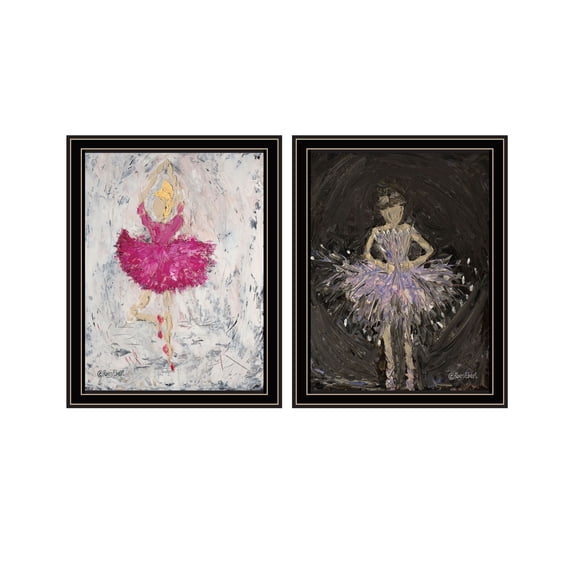 Trendy Decor 4U "Ballerina Dancers" Framed Wall Art for Living Room, Wall Art Print for Home Decor, Bedroom Wall Art by Roey Ebert