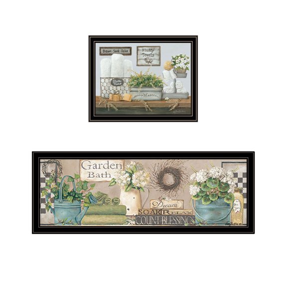 Trendy Decor 4U "Bath Time-Dream, Soak and Relax" Framed Wall Art for Living Room, Wall Art Print for Home Decor, Bedroom Wall Art by Pam Britton