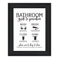 Trendy Decor 4U "Bathroom Guide" Framed Wall Art, Modern Home Décor Black Framed Print for Living Room, Bedroom & Farmhouse Wall Decoration by Lettered & Lined 15"x19"