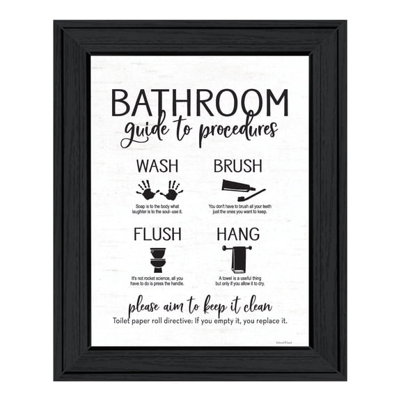Trendy Decor 4U "Bathroom Guide" Framed Wall Art, Modern Home Décor Black Framed Print for Living Room, Bedroom & Farmhouse Wall Decoration by Lettered & Lined 15"x19"