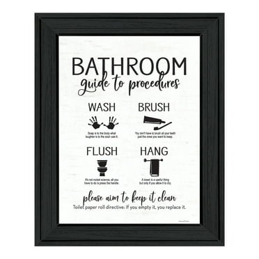 Trendy Decor 4U "Bathroom Guide" Framed Wall Art-Color:Black,Style:FrameType1